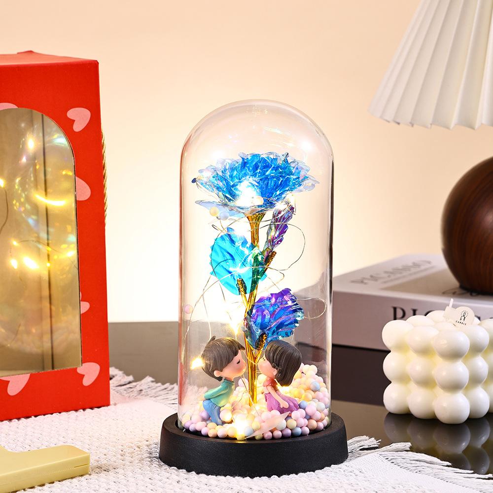 Gold Foil Rose Glass Cover Teachers' Day Gifts Creative Gifts Advanced Ornaments for Female Teachers