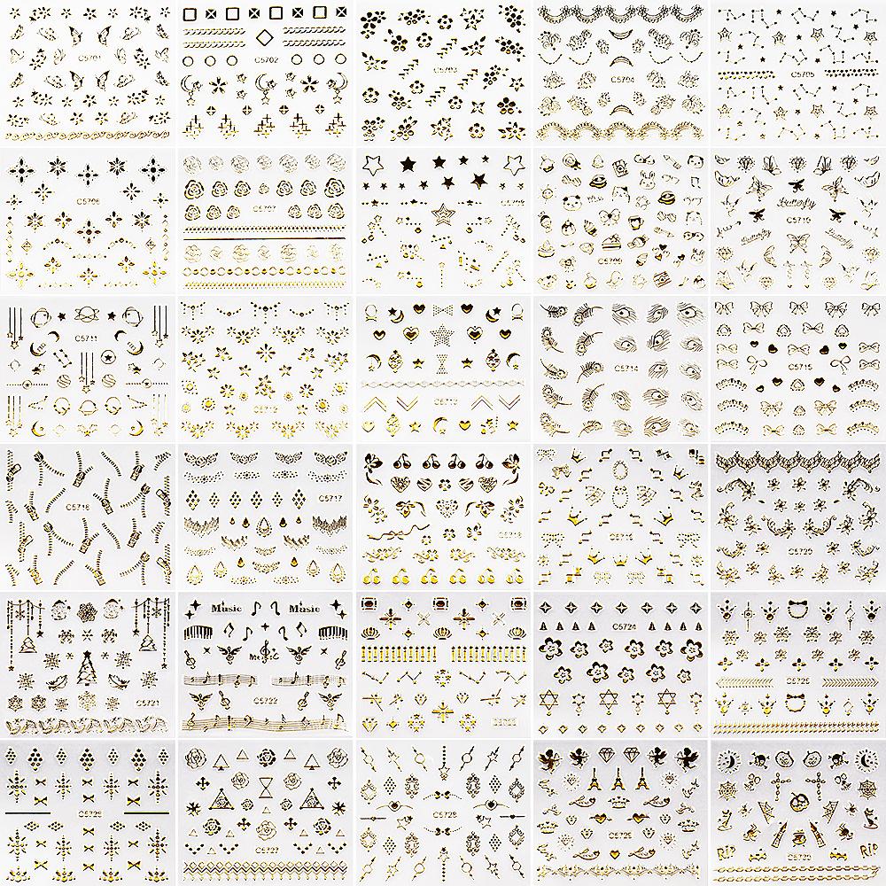 

Наклейки для ногтей в виде звезд с золотым тиснением, набор для украшения ногтей в виде звезд с перьями, 30 штук NLS257