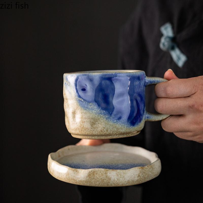 Vintage Ceramic Coffee Cup Afternoon Tea Cups Coarse Pottery Mug Oat Breakfast Cup Flower Tea Mug Water Cups Juice Mug Teacup