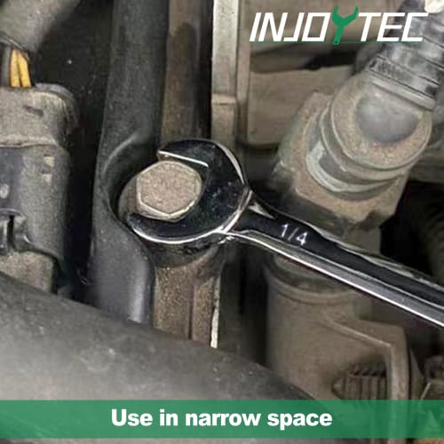 INJOYTEC 10-Piece Mini Spanner Set, 5/32"-7/16" Mini Open-End Spanner Wrench Set, Ultra-Thin Inch SAE Spanner Set, Mini Combination Wrench Set, Thin-E