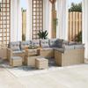 12-piece Garden Sofa Set with Beige Cushions Poly Rattan Acacia 3361657