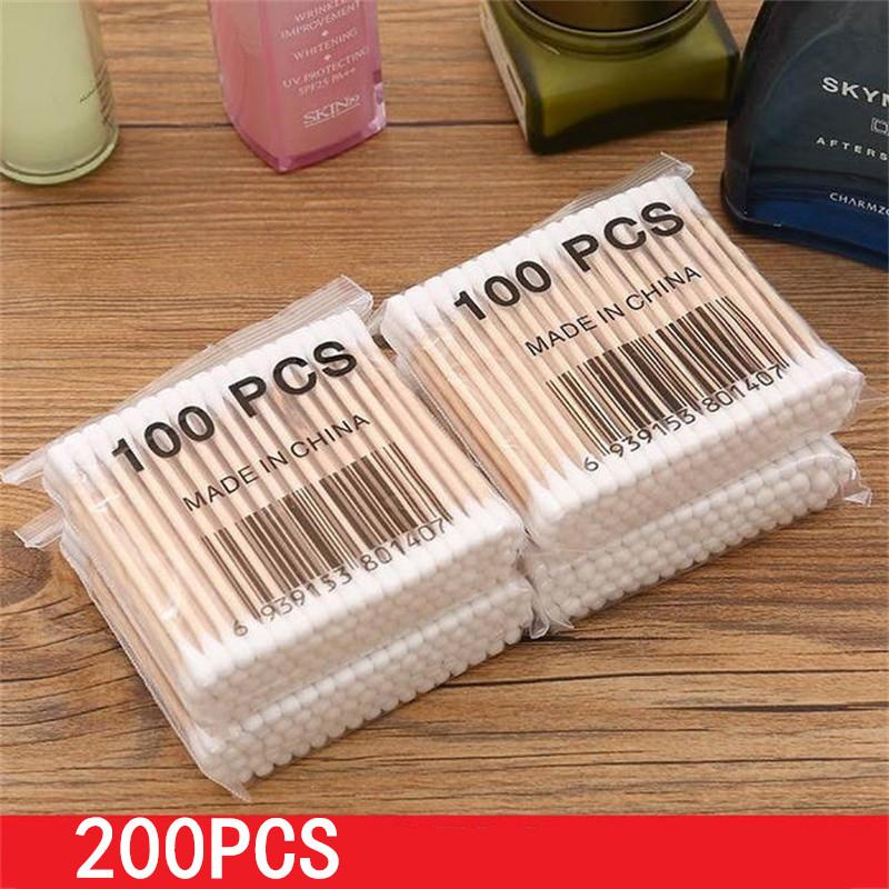 100/200/500pcs Double Head Cotton Swab Women Makeup Cotton Buds Tip For Wood Sticks Nose Ears Cleaning Health Care Tools