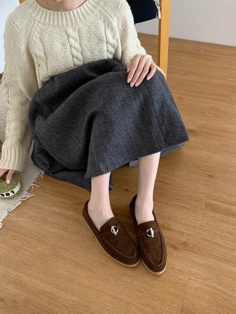 

2025 new women s shoes flat loafers one-pedal lazy single shoes versatile casual loafers 39 кофейный