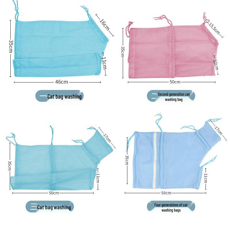 Pet Grooming Kit: Cat Wash Bag, Nail Clipper, Ear Cleaner, Injection Medication, Feeding, Anti-Scratch.