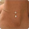 18K Gold Plated Flower Waterdrop CZ Ankle Bracelet for Women Teen Girl, Dainty Trendy Summer Waterproof Beach Foot Chain Jewelry