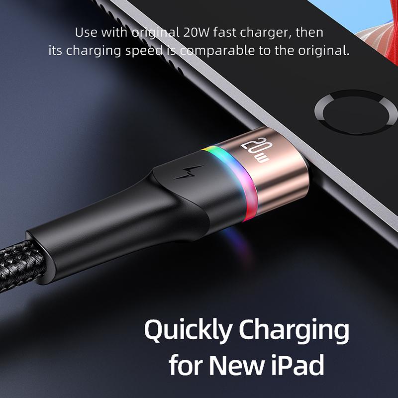 USAMS 6A USB Typ C Kabel LED Indikátor Lightning Kabel Pro iPhone 13 12 Huawei Samsung Xiaomi Mobilní Telefon PD 100W Rychlá Nabíječka