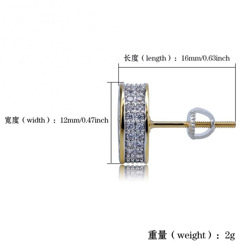 Cylindrical Mens Earrings Full Zircon Hip Hop Trendy Ear Jewelry