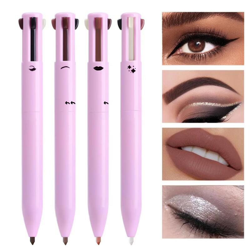 Multifunkční tužka na make-up 4 v 1 Eyeliner Tužka na obočí Rty Rozjasňovač Náplň Kosmetická sada - 14,4 cm Voděodolný Nástroj pro krásu vše v jednom