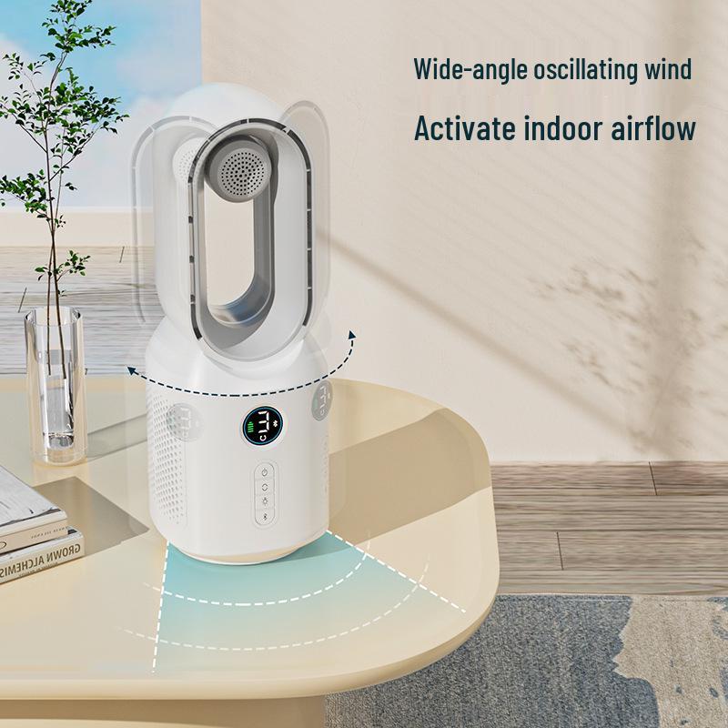 F8 Bladeless Fan & Bluetooth Speaker with Desk Lamp, USB Charging, Oscillation, Creative Design, Digital Display - 2026 Model for Home Use