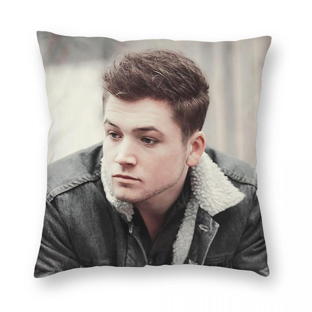 Taron Egerton Actor Square Pillowcase Polyester Linen Velvet Printed Zip Decorative Pillow Case Room Cushion Cover