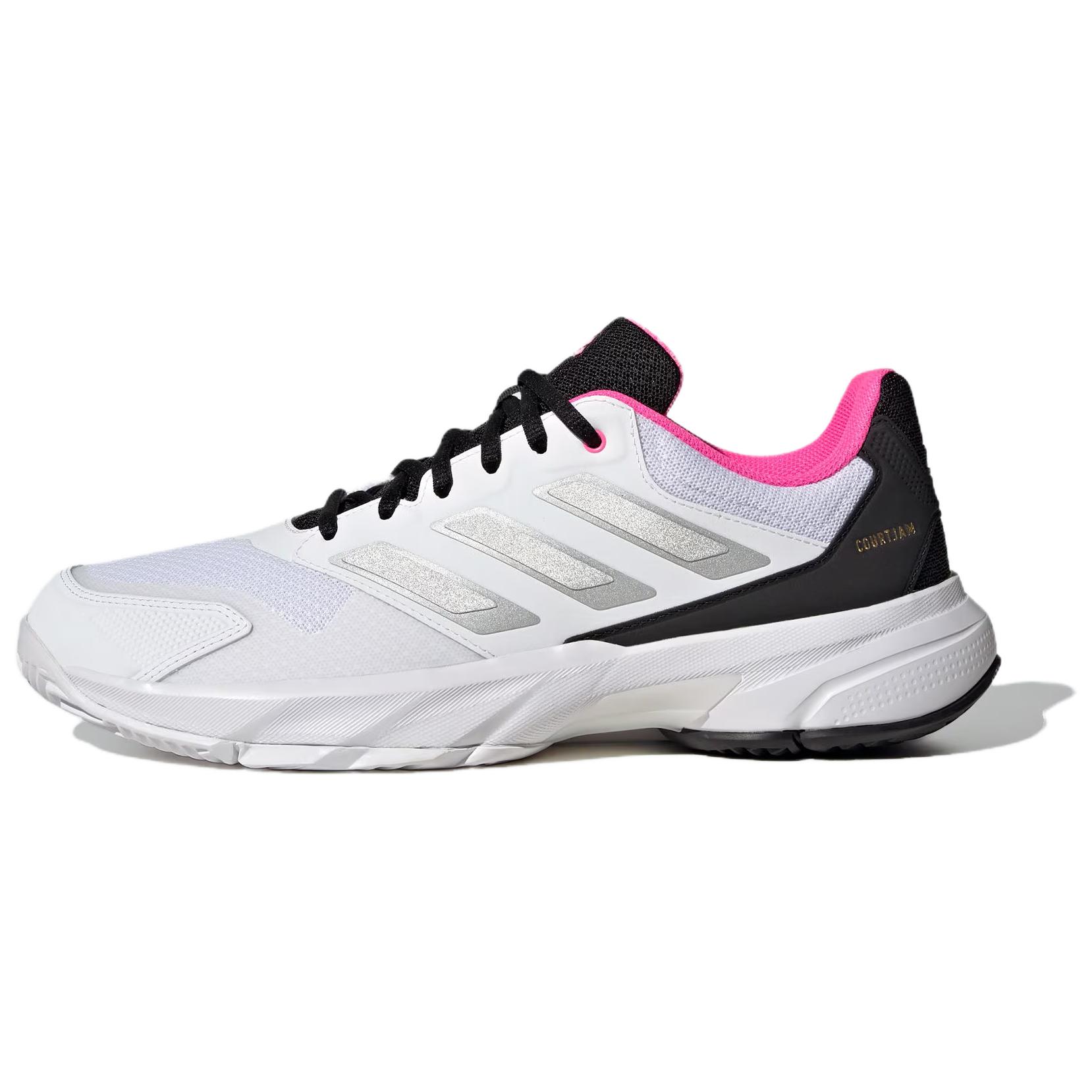 

New Adidas CourtJam Control 3 Abrasion Resistant Low Top Tennis Shoes Men s White Silver Pink JH5136 43