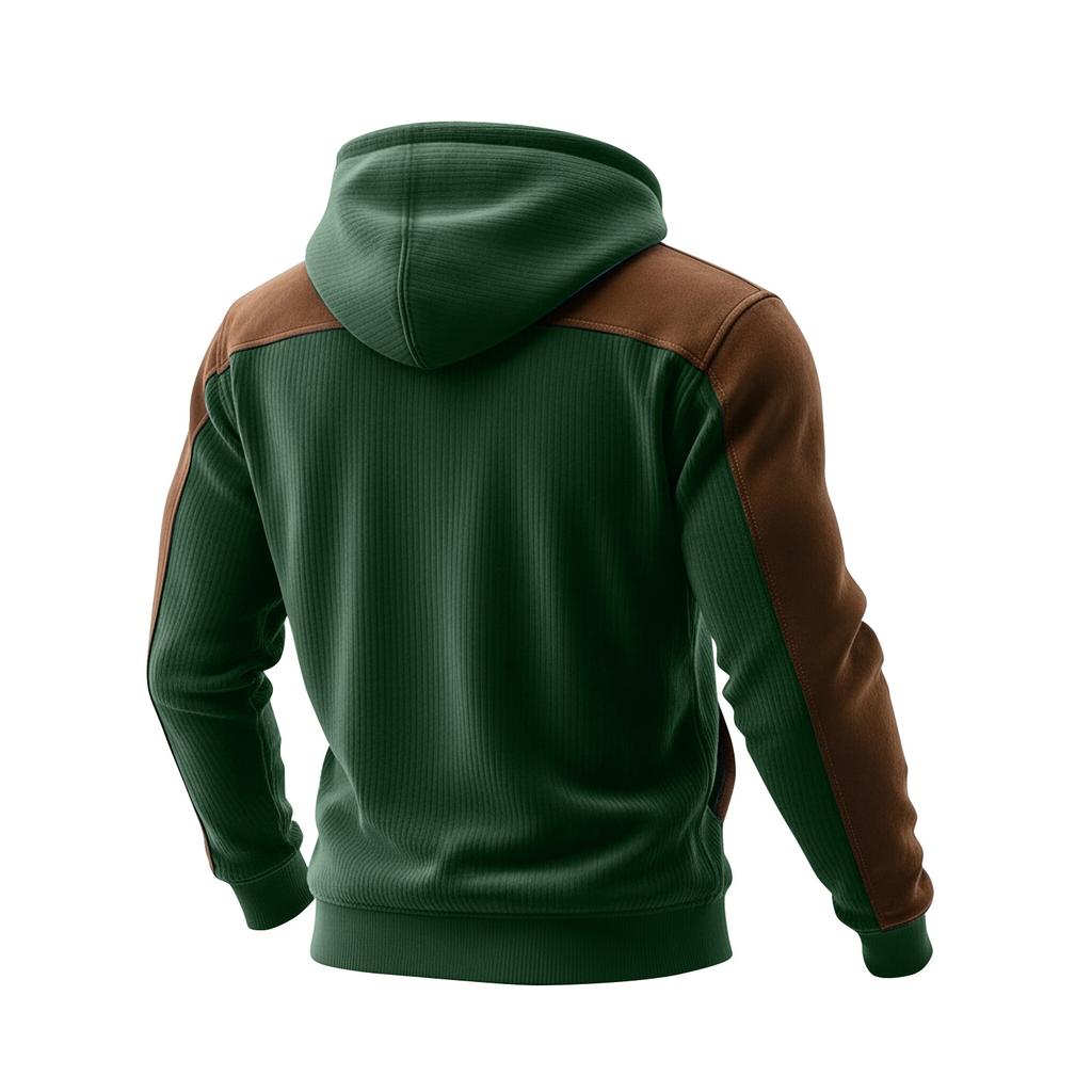 Men's Corduroy Hoodie Casual Long Sleeve Sweatshirt for Fall and Winter