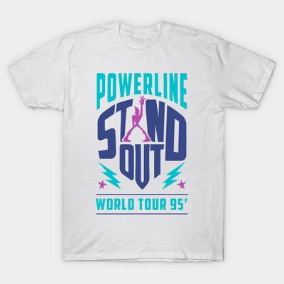 Asian Size Men Print T-shirt Powerline - Stand Out - World Tour 95' No-Cut Heat Transfer Print Cotton Tshirt