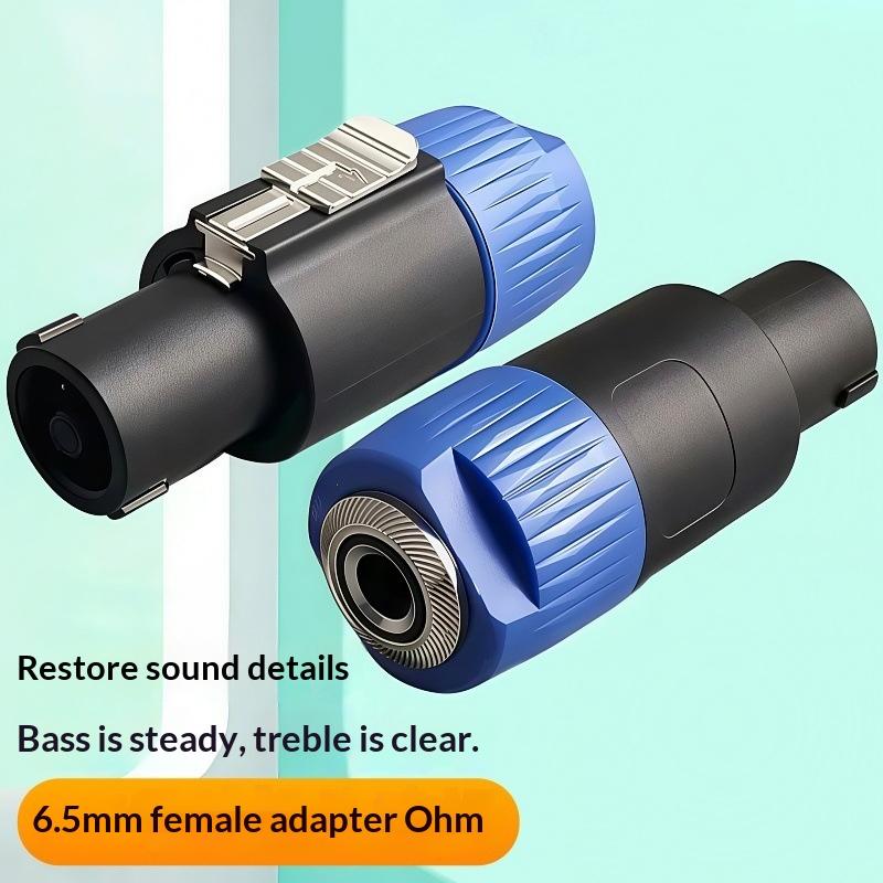1Pcs Latch Aviation Connector 4-Pole Audio Speaker Plug To 6.5mm Metal Converter Jack Adapter Male To 1/4" TS Female NL4FC