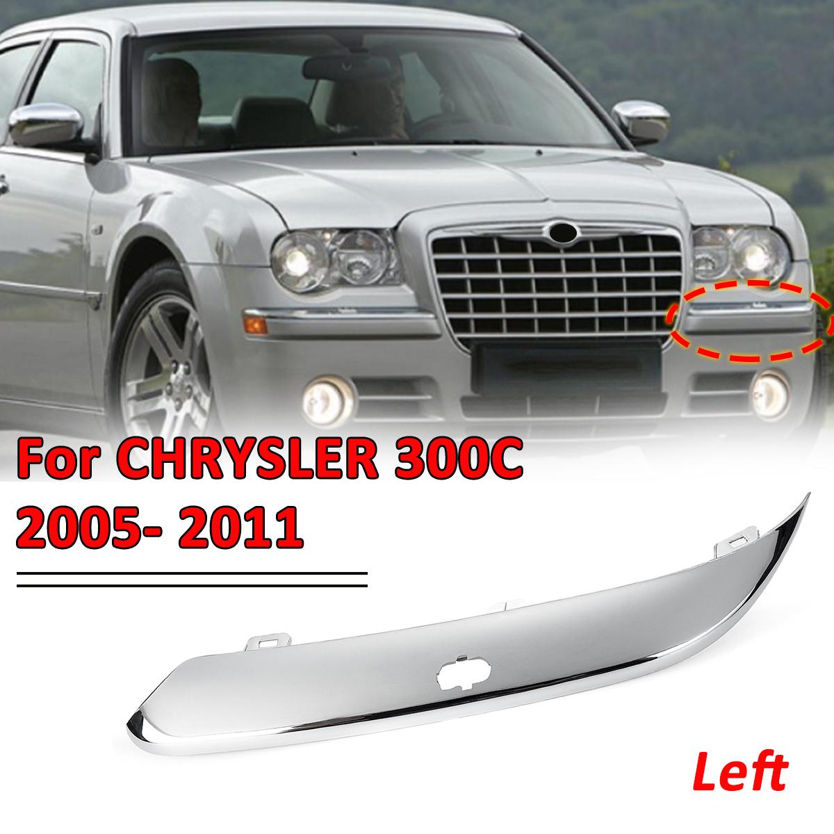 Car ABS Chromium Front Bumper Light Cover Bumper Trim Protector Strip Moulding With Holes For CHRYSLER 300C 2005-2011 Left