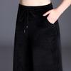 2023 Dámské nadměrné kalhoty s vysokým pasem a širokými nohavicemi podšité fleecem ze zlatého sametu - Podzimní/Zimní kolekce