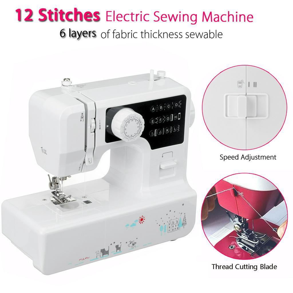 DIY 12 Stitches 11.61''x5.11''x10.03'' Household Tailor Clothes Mini Desktop Electric Sewing Machine