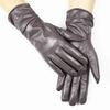 Sheepskin Leather Gloves Women's Fashion Elastic Style Velvet Lining to Keep Warm in Autumn and Winter Retro Color Points