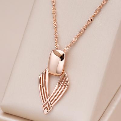 New Fashion Glossy Pendant Necklace For Women Unusual Geometry Hollow  Rose Gold Color Ethnic Bride Daily Fine Jewelry