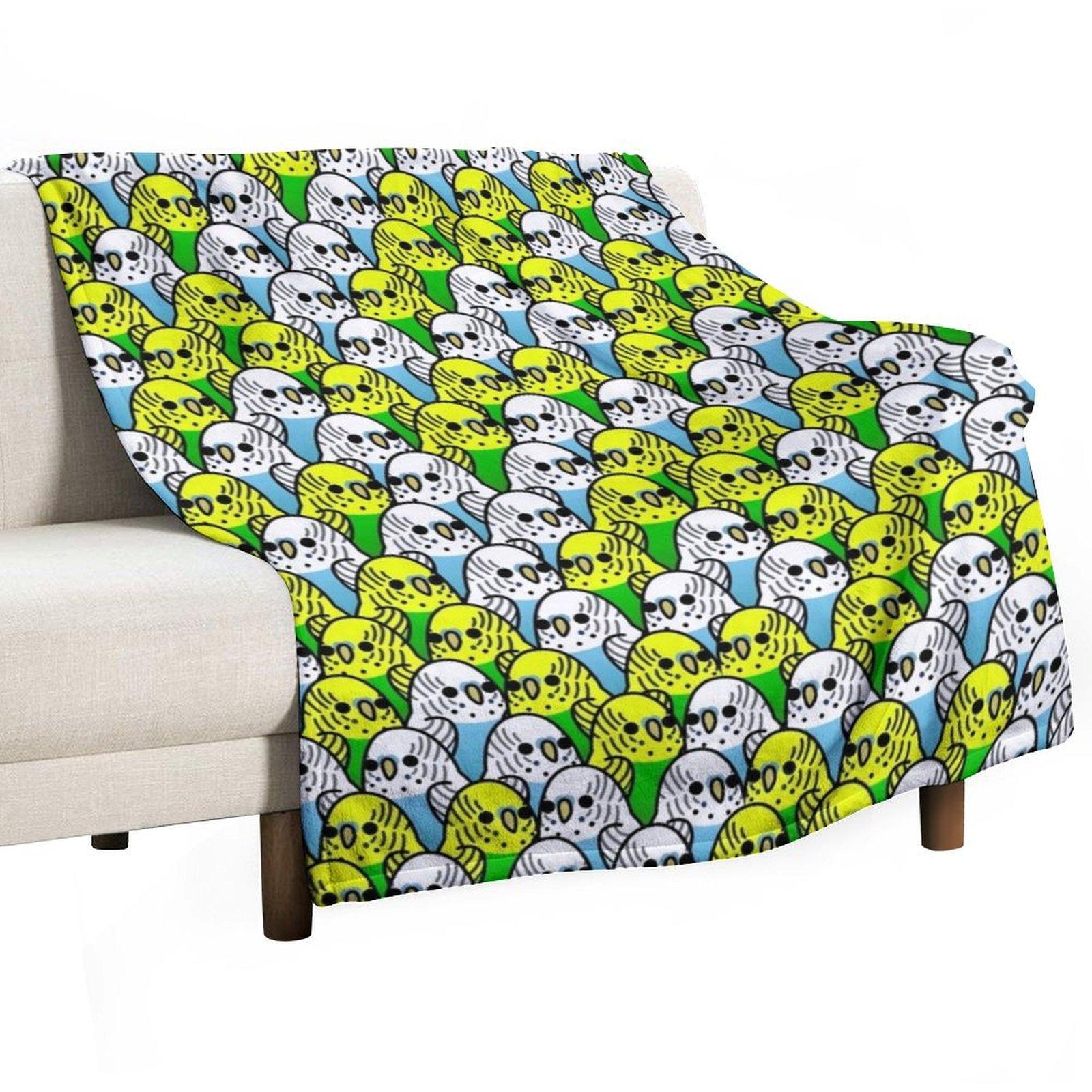 

Too Many Birds! - Budgie Squad 1 Throw Blanket Polar Flannels Beautifuls Hairy Blankets 30x40in