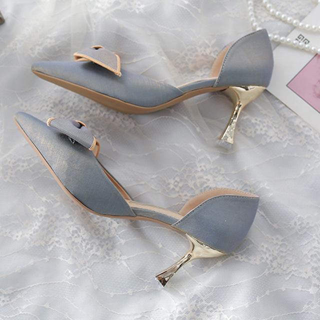 

Rimocy Модные туфли на высоком каблуке с бантом, женские сексуальные туфли с острым носком D Orsay, двухкомпонентные туфли-лодочки на тонком каблуке, женские элегантные свадебные туфли для банкета 36 синий