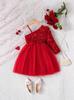European & American Children's Elegant Sequin One-Shoulder Bow Princess Dress