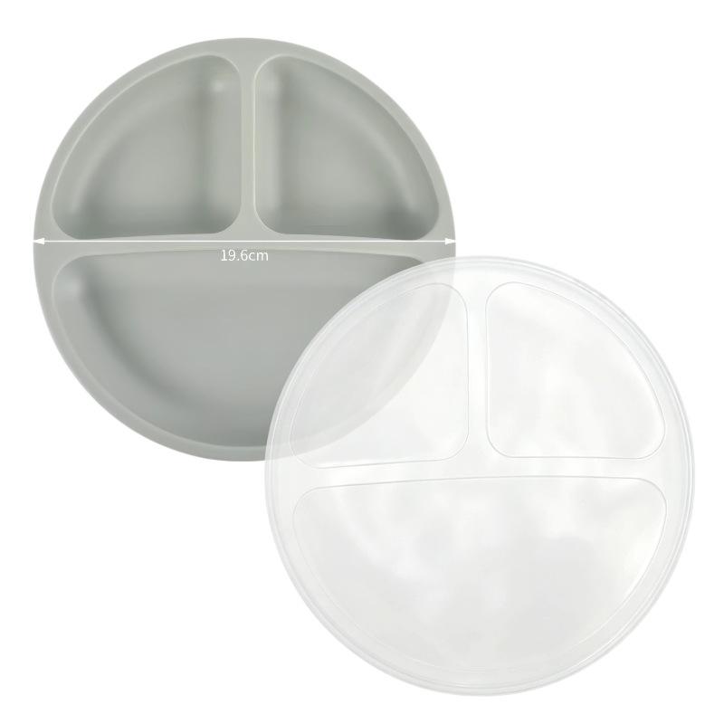 Children's Silicone Smiley Face Divided Meal Plate - Drop-Resistant, Three-Compartment Training Tableware