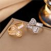 Elegant Sparkling Zirconia Heart Design Cuff Ring for Women Luxury Stylish Rhinestore Rings Jewelry Gifts Accessory