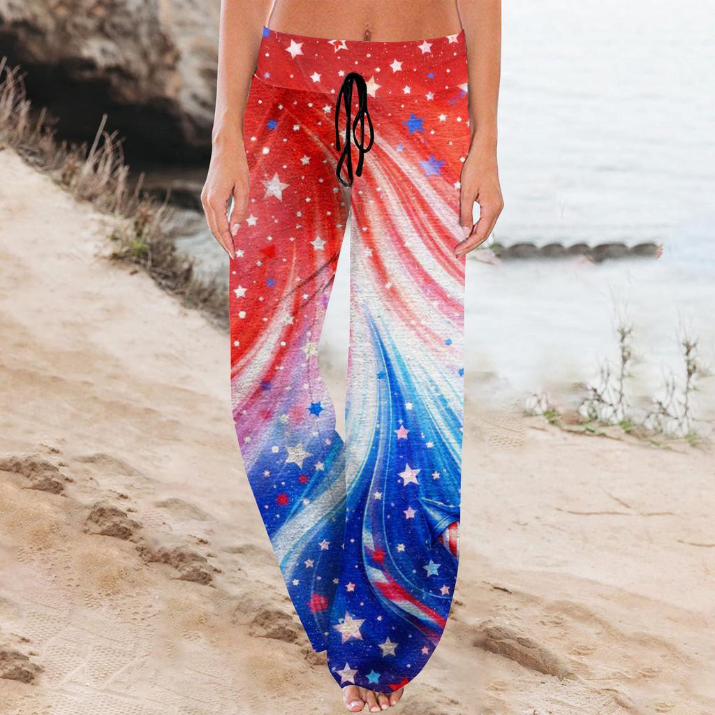 Women's Fashion Loose-Fit Drawstring Elastic Waist Casual Printed Pants