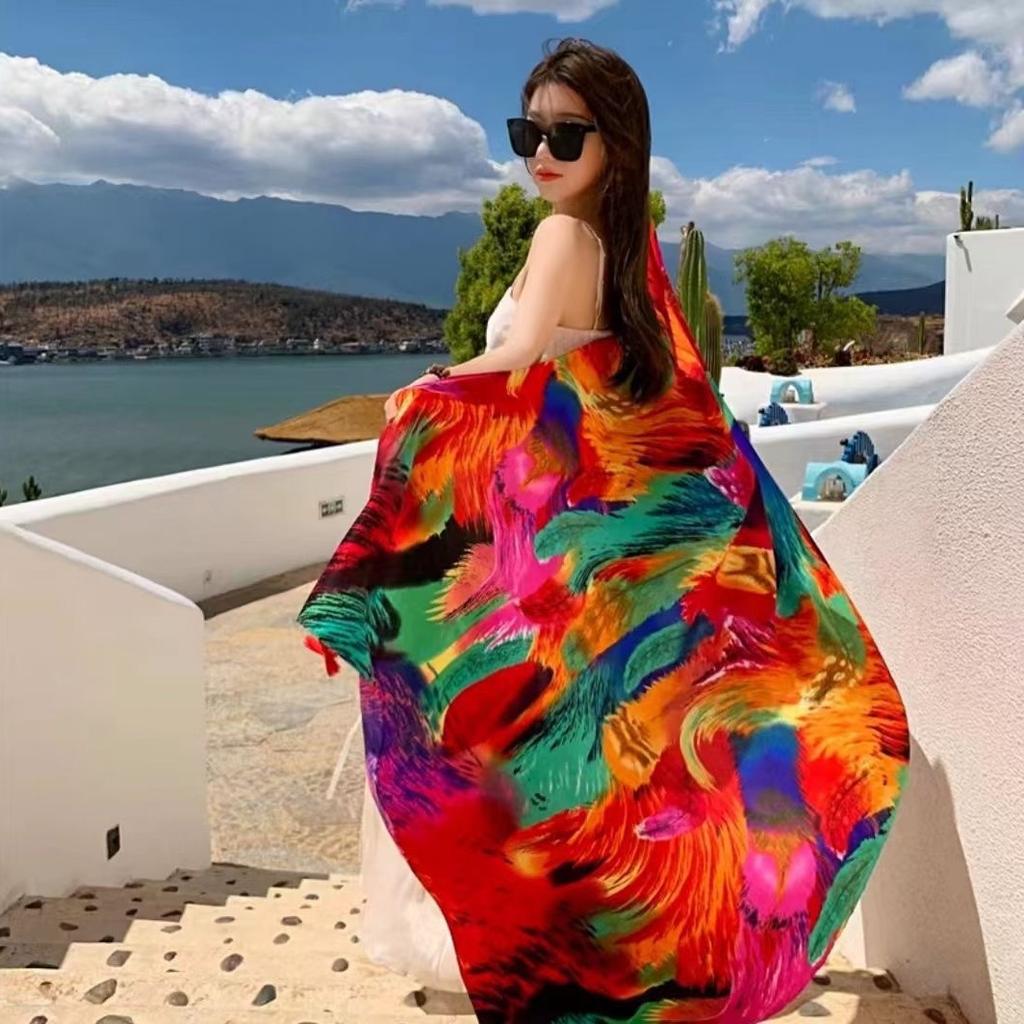 Chaka Salt Lake Great Northwest Tourism Ethnic Style Scarf Silk Scarf Women'S Summer Seaside Beach Shawl Sunscreen Thin