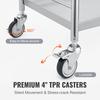 Medical Cart, 2 Layers Stainless Steel Cart 220 lbs Weight Capacity, Lab Utility Cart with 360° Silent Wheels and a Drawer for Lab, Clinic, Kitchen,