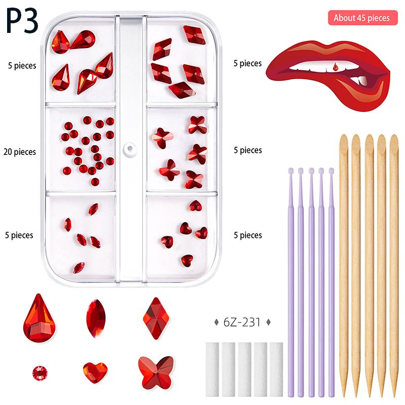 New 1Set Dental Tooth Gems Crystal Diamond Ornament Diy Tools Various Shapes Color Teeth Jewelry Denture Jewelry Decoration