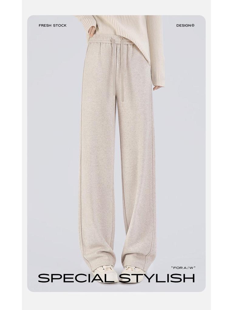 Women's Solid Color High-Waist Drapey Loose Fit Drawstring Pants