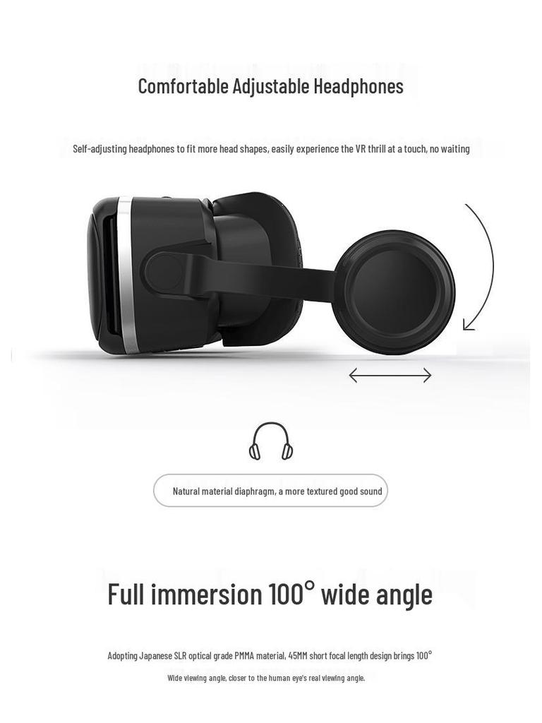 Qianhuan 6th Gen VR Glasses with Headphones - SHINECOM 3D Gaming Headset In Stock