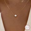 925 Silver Fashion Luxury White 6MM 8MM 10MM Mother of Pearl Pendant Necklace for Women Wedding Jewelry Accessories