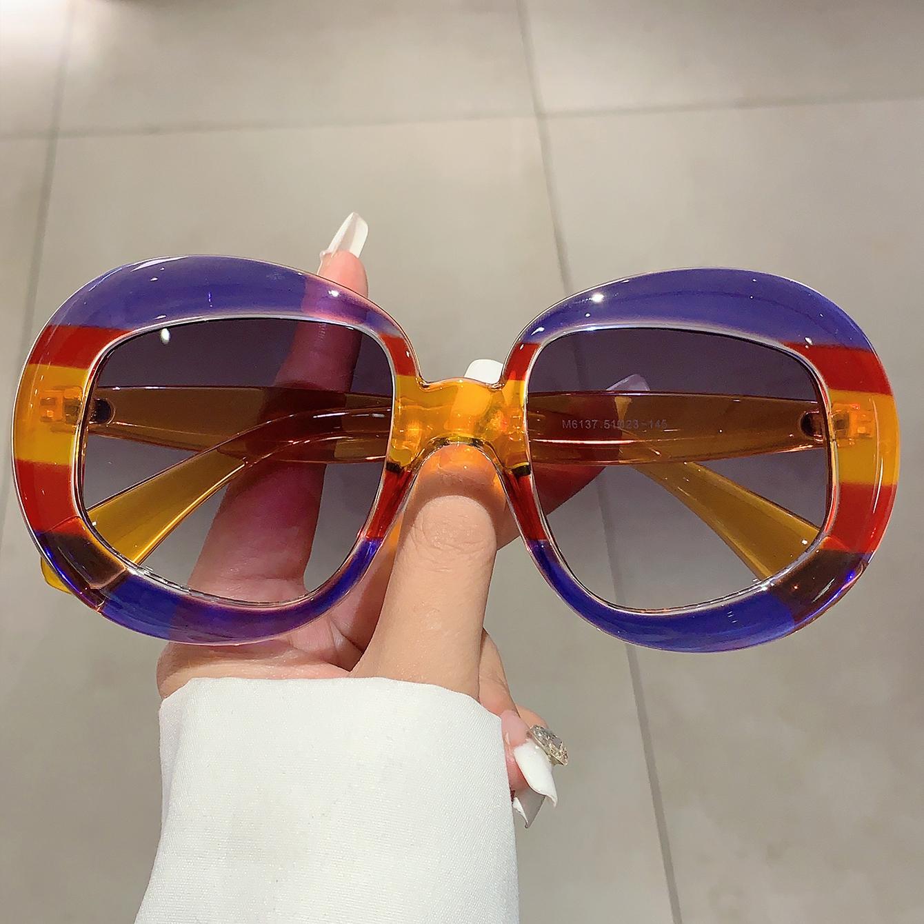 Exquisite And Exquisite Items Women's Oversized Fashion Sunglasses New Multi Candy Color Shades Trendy Stylish Gradient Brand Travelling Eyewear