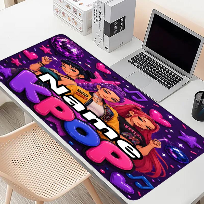 Custom Name Personalized KPop Hunters Pattern Mousepad, Laptop PC Desk Mat, Decorative Desk Mat for Home Keyboard Pad Gift