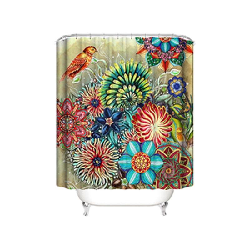 Series Bohemia Flower 3d Digital Printing Polyester Waterproof Shower Curtain