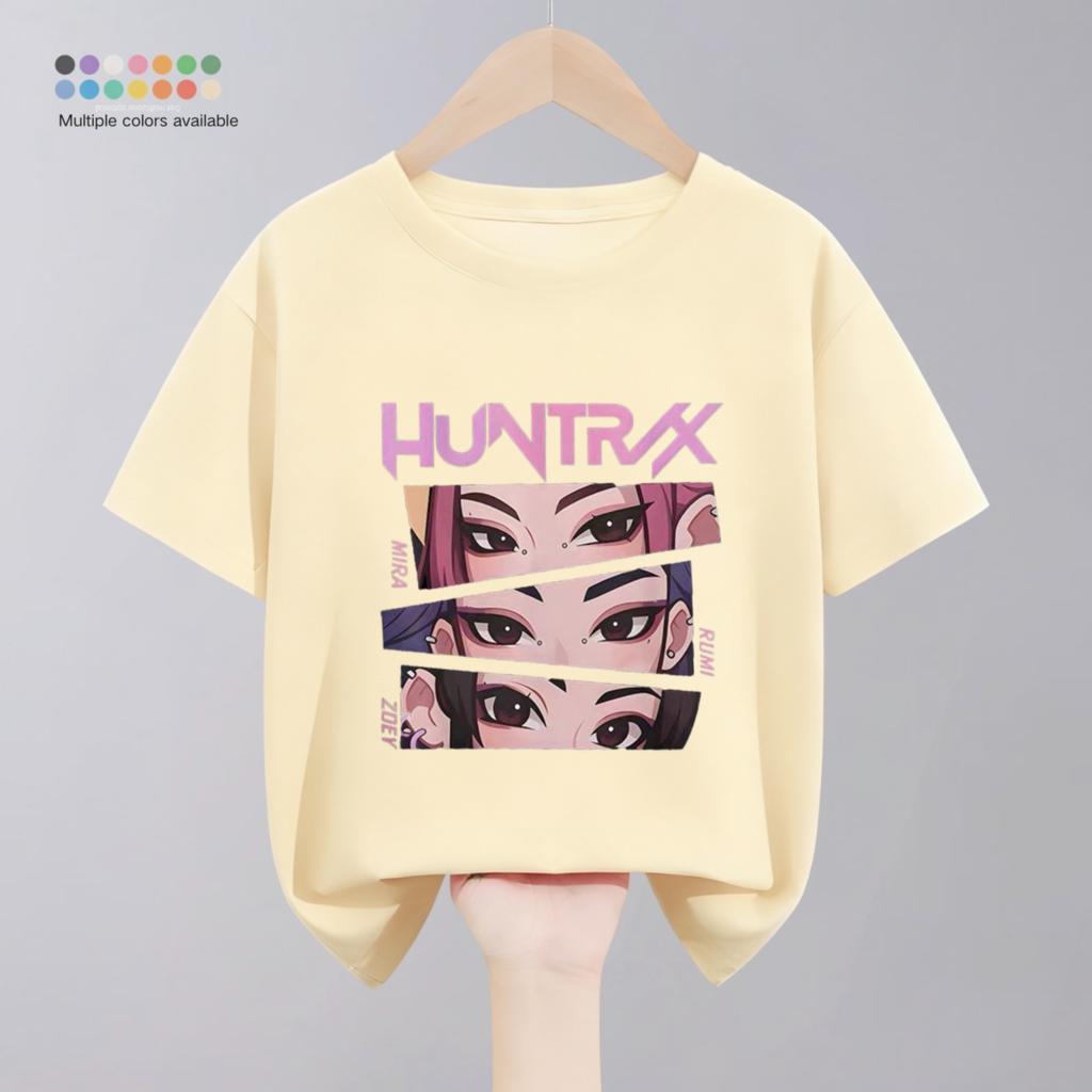 Hunter Girl Group Print Cartoon T-shirt For Girl's Clothing Summer New Fashion Children Short Sleeve Tops Crewneck T Shirts