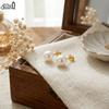 Effie Queen 925 Reinsilber 14 Karat Gold Runde Perlen-Steckohrringe Natürlicher Schmuck für Damen Ohr Hochzeitsparty Bankett Geschenk GPE104