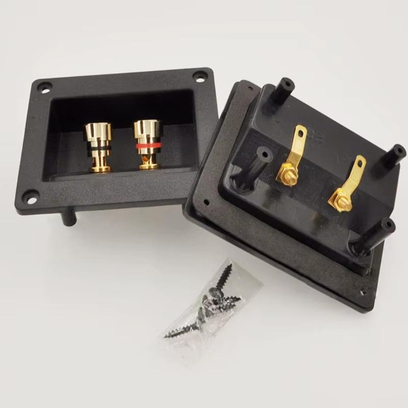 2Pcs Terminals Cup Connectors Part Express Spring Double Binding Posts Gold Twist Banana Jacks Recessed Speaker Box