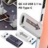 QC 4.0 USB 3.1 auf PD Typ-C Adapter USB A auf C Adapter Ladekabel Stecker USB3.1 10Gbps USB Ladeadapter für Laptop