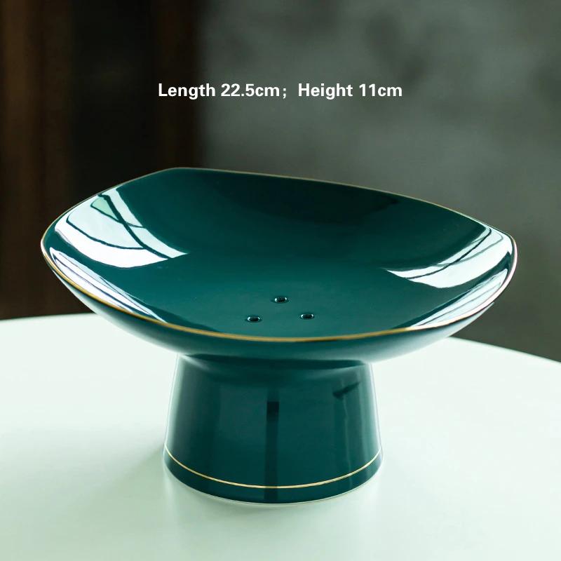 Living Room Household Snacks Tribute Plate Bowl Light Luxury Tea Table Blue and White Ceramic High Foot Tea Tray Fruit Plate