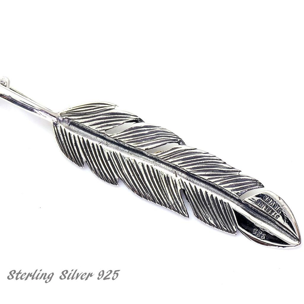 [STERLING SILVER 925] Indian Feather Silver Native American Pendant for Men and Women with Chain AMTHGNE-116
