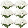 Artificial Flowers, 120 Pcs Real Looking White Foam Fake Roses Bulk, White Faux Bridal Shower with Stems for DIY Wedding Bouquets