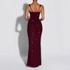 Women Sexy Sequin Slim Fit Spaghetti Strap Long Elegant Formal Party Dress