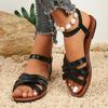 Women Flat Sandals 2025 Summer Hot Women Sandals Bottom Roman Strap Sandals with Non Slip Rubber Soles Ladies Daily Women Shoes