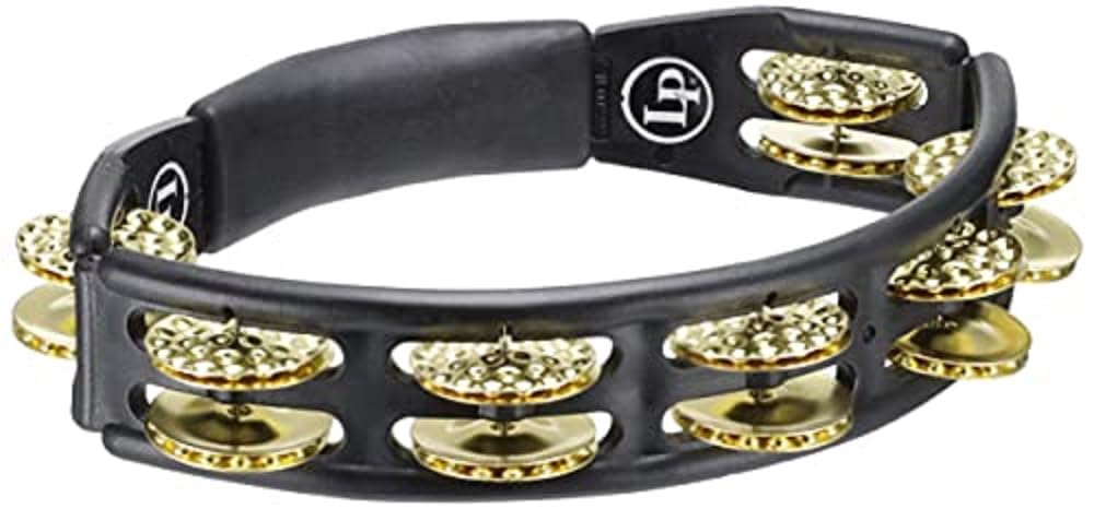 LP Cyclops Hand Held Tambourine with Dimpled Brass Jingles, Black LP174