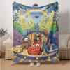 1pc Mcqueens Adventure Flannel Blanket Soft Warm Throw Blanket for Bedroom Living Room Bed Travel Camping Picnic Gift. M730048