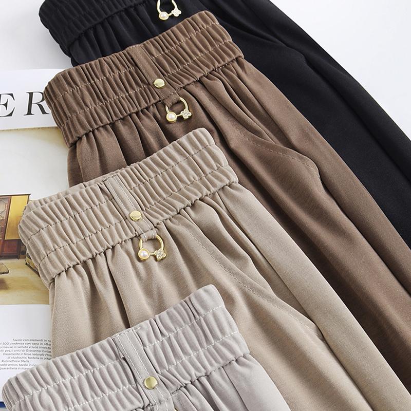 Women's Plus Size High Waist Cropped Wide Leg Pants – Elastic Waist Stretchy Trousers (Sizes XL-6XL) for Summer